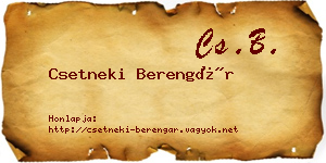 Csetneki Berengár névjegykártya
